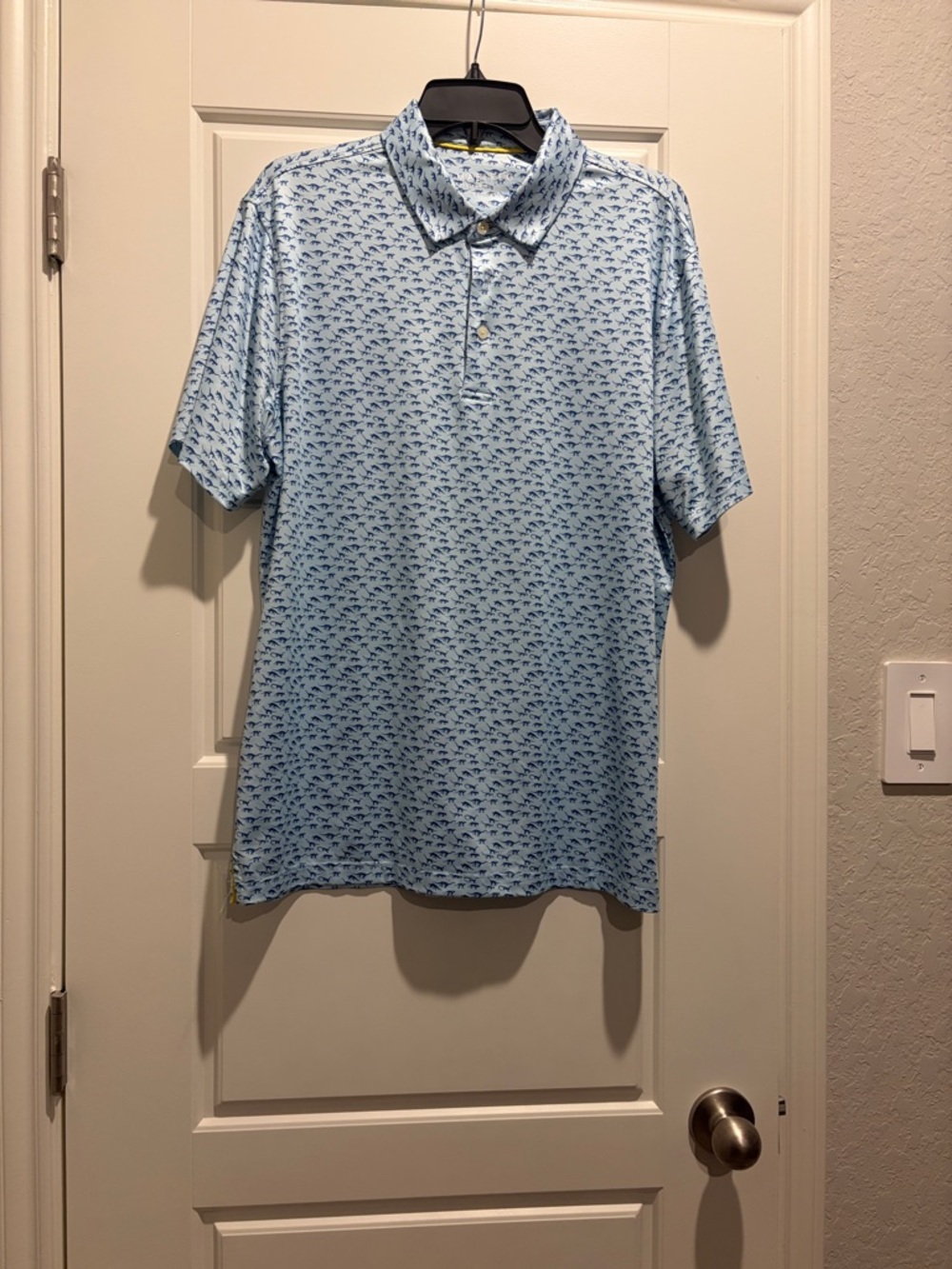 Men's Light Blue Printed Polo Shirt